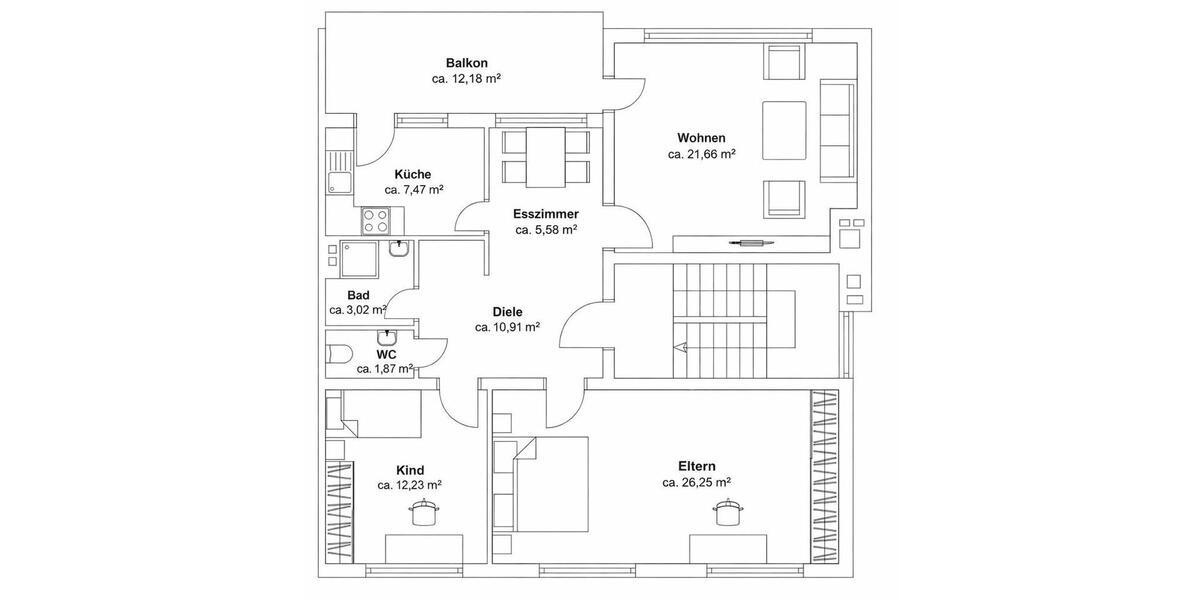 Etagenwohnung Wuppertal Arrenberg - 3.5 Zimmer, 100 m&sup2;, 239.000&euro; | Angebot:25893889