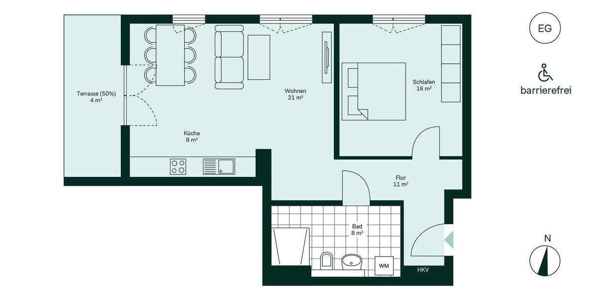 Terrassenwohnung Düsseldorf Benrath - 2 Zimmer, 67 m&sup2;, 399.900&euro; | Angebot:25815395