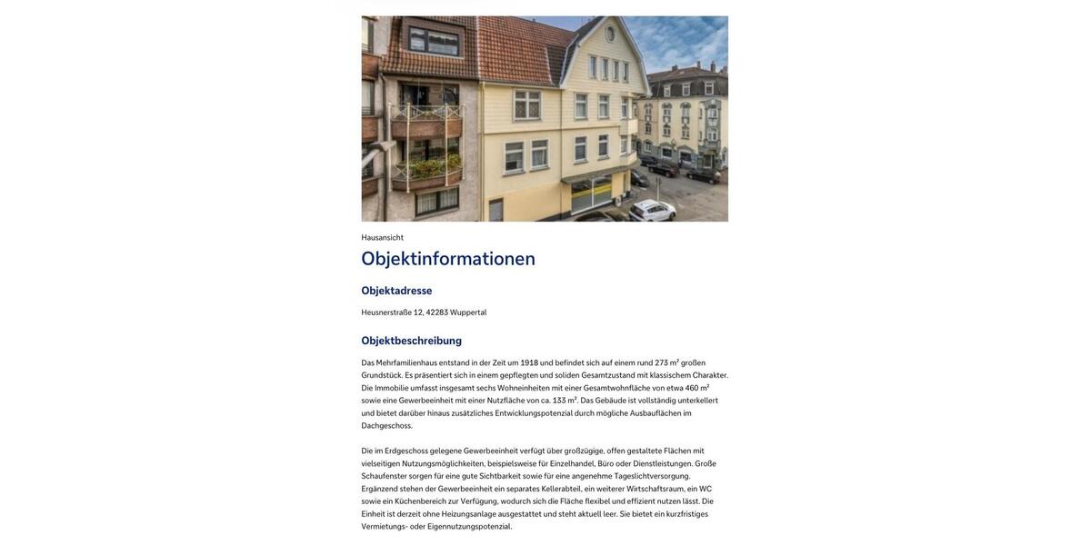 Mehrfamilienhaus, Wohnhaus Wuppertal Barmen - 23 Zimmer, 460 m&sup2;, 695.000&euro; | Angebot:27507119