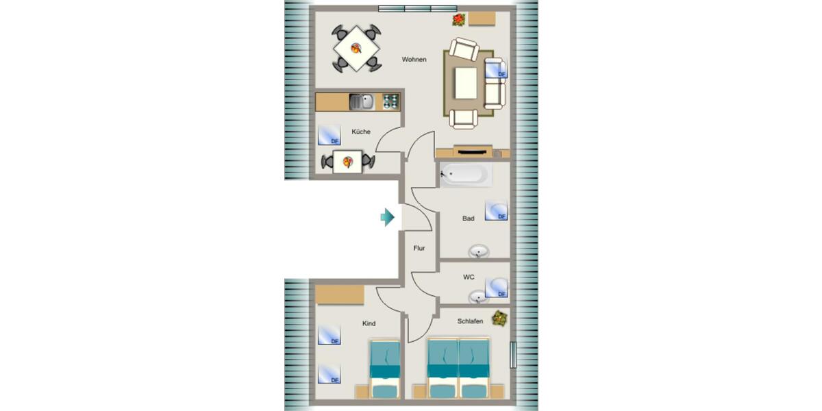 Dachgeschoßwohnung Duisburg Walsum - 3.5 Zimmer, 70 m&sup2;, 410&euro; | Angebot:22693071