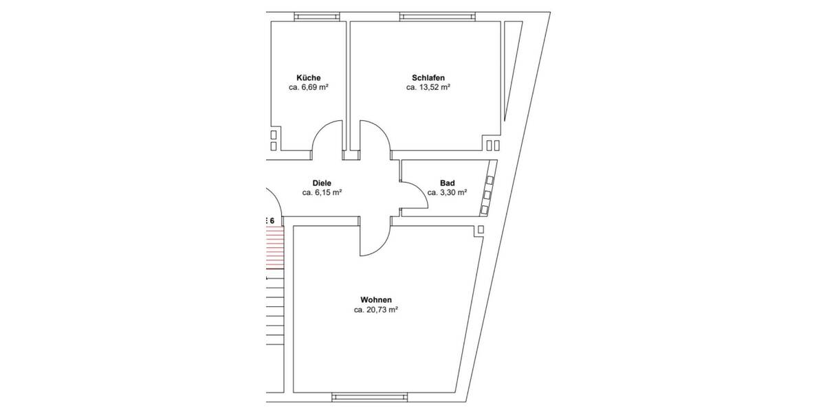 Etagenwohnung Duisburg Laar - 2 Zimmer, 48 m&sup2;, 432&euro; | Angebot:26830371