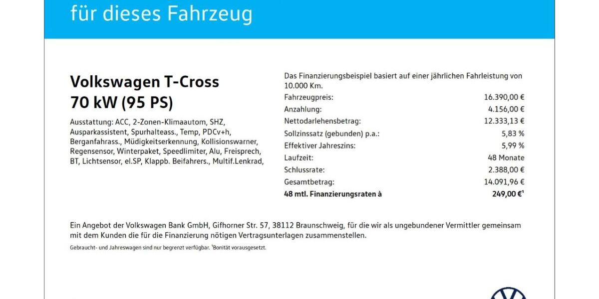 VW T-Cross 41.093 km 16.390 &euro; Wuppertal 42109