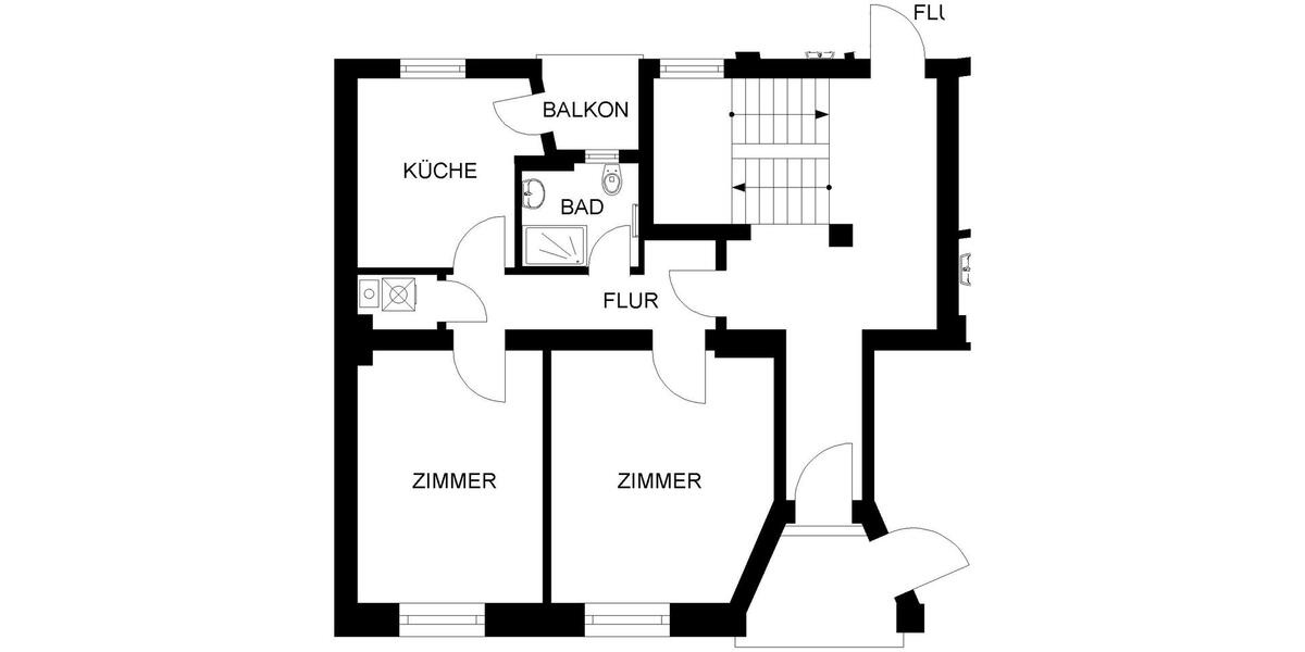 Etagenwohnung Hagen Hagen-Nord - 2 Zimmer, 60 m&sup2;, 344&euro; | Angebot:25365406