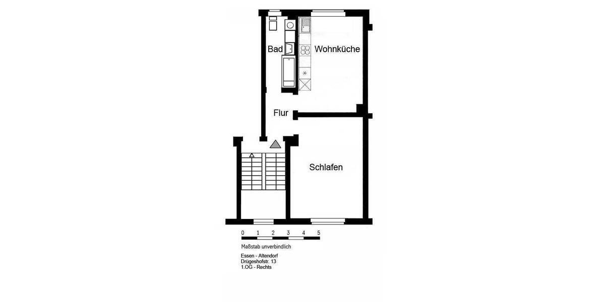 Etagenwohnung Essen Stadtbezirk III - 1.5 Zimmer, 44 m&sup2;, 369&euro; | Angebot:26042320