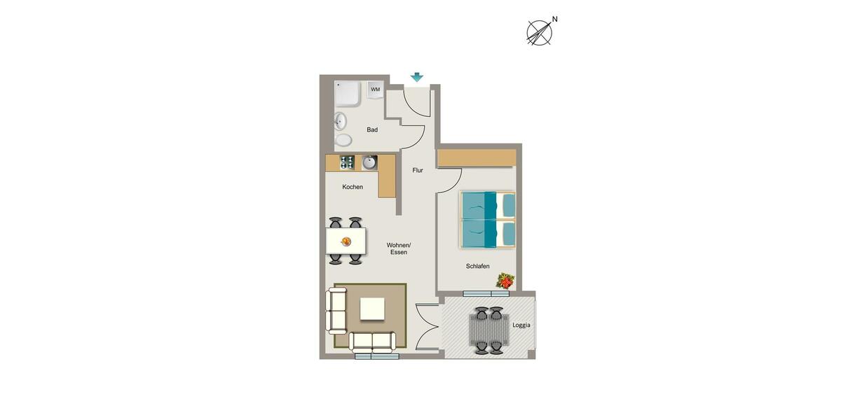 Etagenwohnung Essen Frillendorf - 2 Zimmer, 60 m&sup2;, 755&euro; | Angebot:25956780