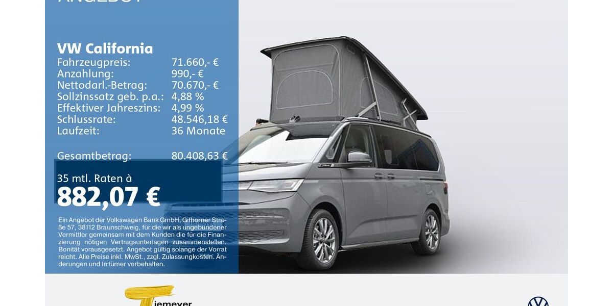 VW T7 California 14.990 km 68.440 &euro; Bochum 44892