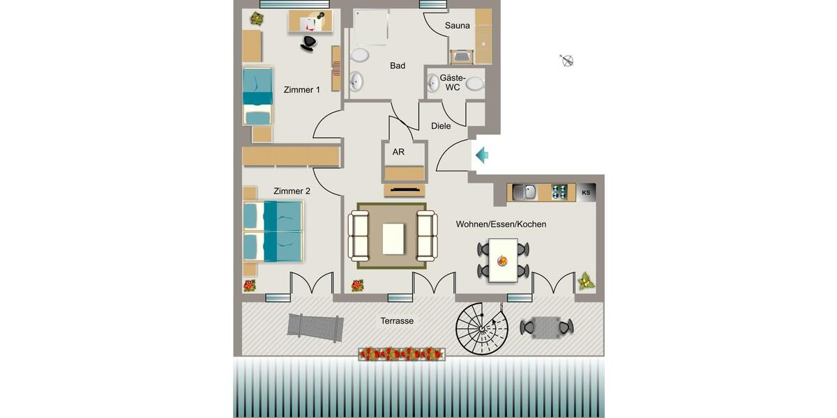 Dachgeschoßwohnung Essen Stadtkern - 3.5 Zimmer, 104 m&sup2;, 1.304&euro; | Angebot:26449928