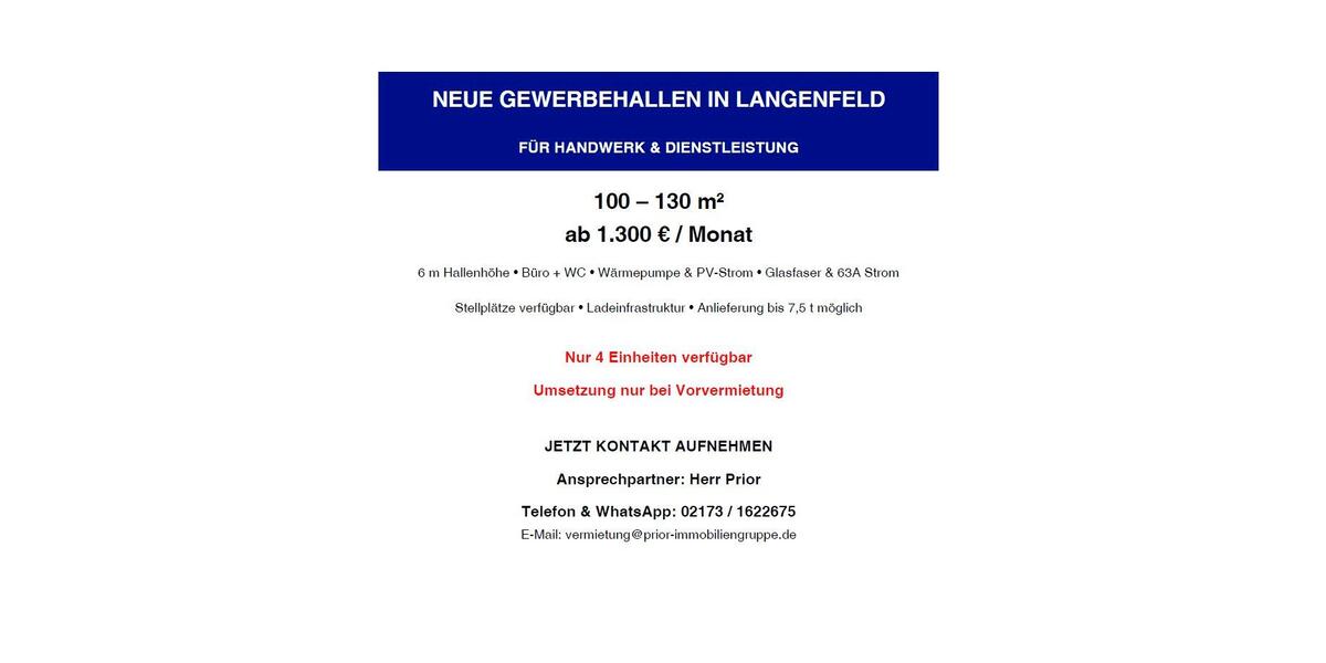 Gewerbeobjekt Langenfeld (Rheinland) - 1.300&euro; | Angebot:26058452
