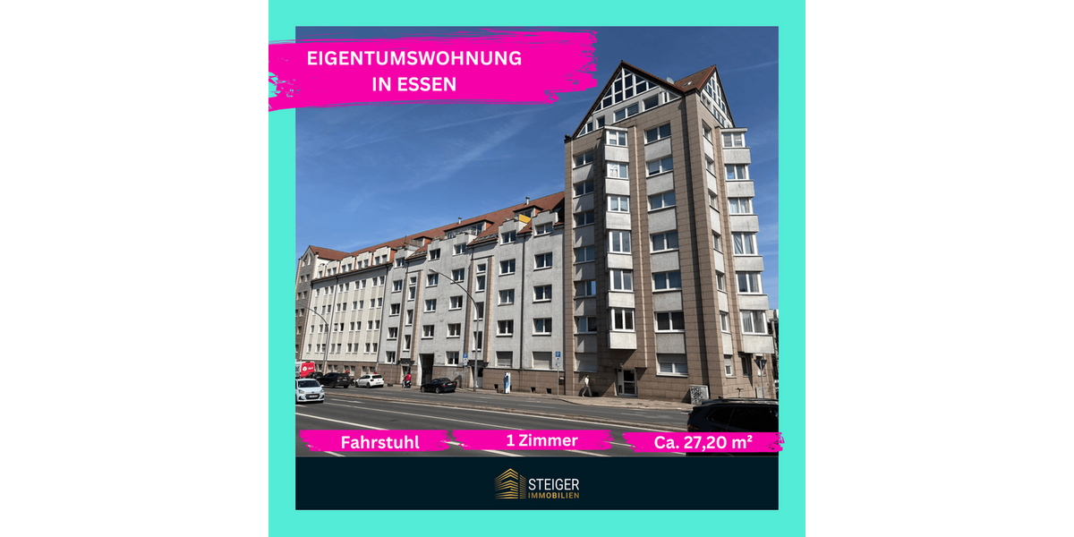 Etagenwohnung Essen Südviertel - 1 Zimmer, 27 m&sup2;, 79.900&euro; | Angebot:26933469