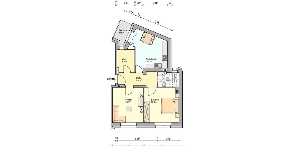 Etagenwohnung Düsseldorf Stadtbezirk 3 - 3 Zimmer, 68 m&sup2;, 1.500&euro; | Angebot:27553800