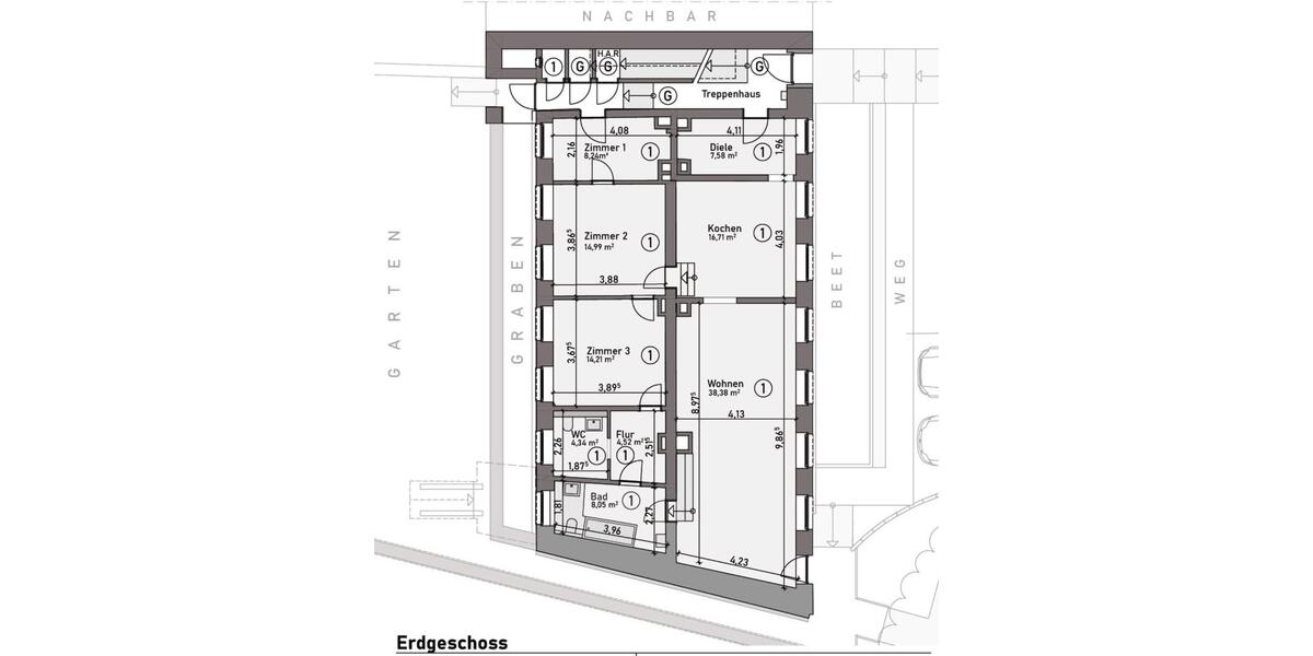 Erdgeschoßwohnung Wuppertal Elberfeld - 4 Zimmer, 117 m&sup2;, 220.000&euro; | Angebot:25355066