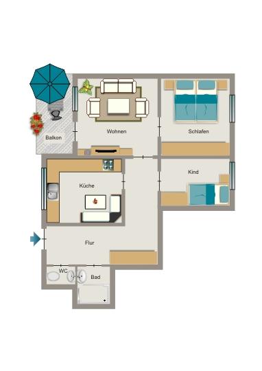 Etagenwohnung Herten - 3.5 Zimmer, 68 m&sup2;, 560&euro; | Angebot:25386632