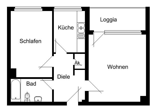 Etagenwohnung Mettmann - 2 Zimmer, 60 m&sup2;, 635&euro; | Angebot:25920248