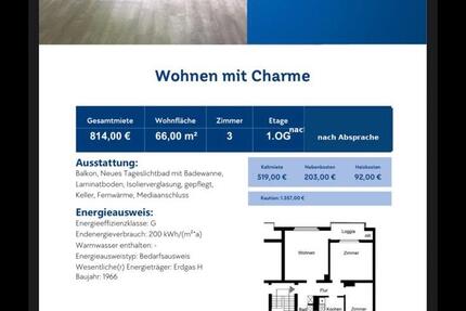 Wohnung Duisburg Mittelmeiderich - 3 Zimmer, 66 m&sup2;, 814&euro; | Angebot:27577148