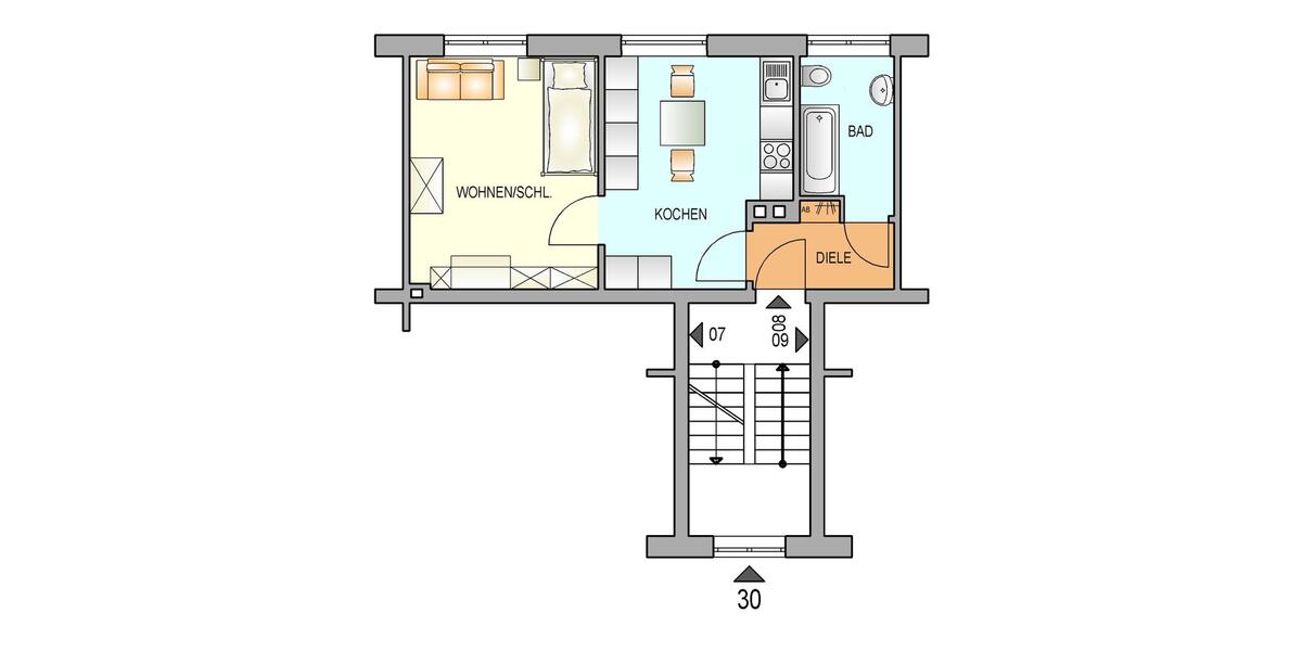 Etagenwohnung Remscheid Gemarkung Bergisch Born - 1 Zimmer, 34 m&sup2;, 220&euro; | Angebot:25974838